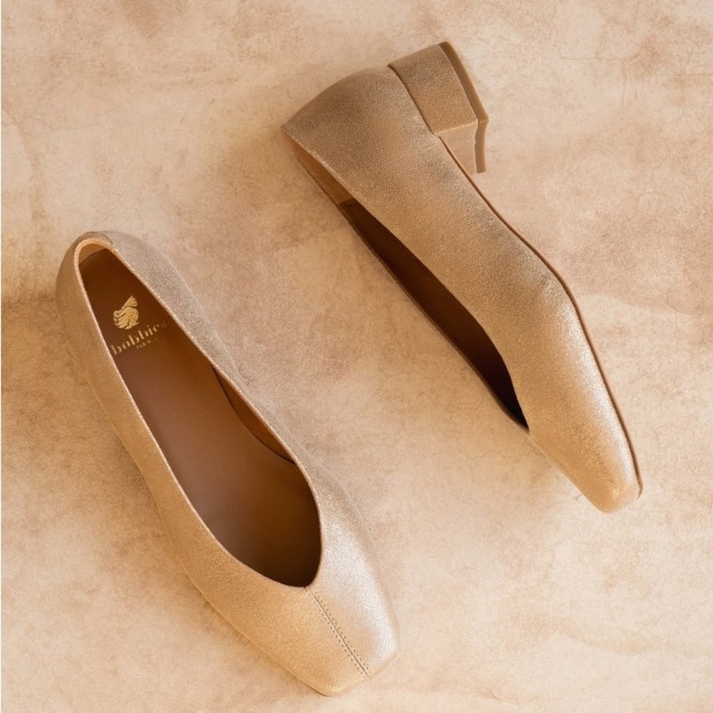 Bobbies Zelie Classic Square-Toe Low Heel Flats in Beige - Picture 4 of 10